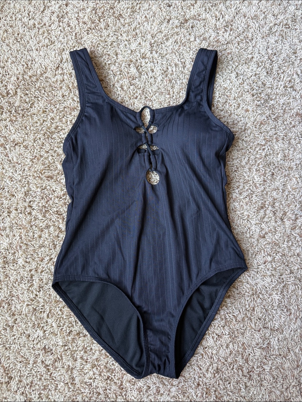 Black One-Piece Swimsuit with Front Cutouts